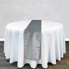 14 x 108 Inch Velvet Table Runner Gray