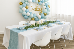 14 x 108 Inch Crinkle Taffeta Table Runner Dusty Blue