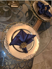 20 inch Satin Cloth Napkins Navy Blue (Pack of 10)