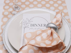 20 inch Satin Cloth Napkins Peach and White Polka Dots (Pack of 10)