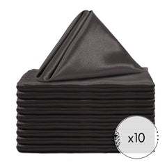 20 inch Satin Cloth Napkins Black (Pack of 10)