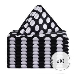 20 inch Satin Cloth Napkins Black and White Polka Dots (Pack of 10)