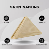 20 inch Satin Cloth Napkins Champagne (Pack of 10)