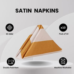 20 inch Satin Cloth Napkins Gold and White Striped (Pack of 10)