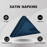 20 inch Satin Cloth Napkins Navy Blue (Pack of 10)