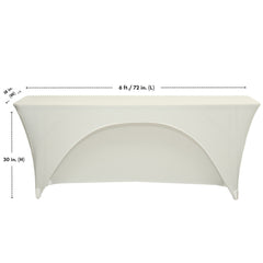 6 Ft x 18 Inches Open Back Classroom Spandex Table Cover Ivory