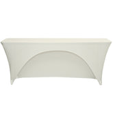 6 Ft x 18 Inches Open Back Classroom Spandex Table Cover Ivory