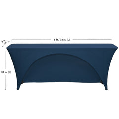 6 Ft x 18 Inches Open Back Rectangular Spandex Table Cover Navy Blue