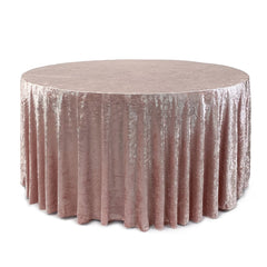 120 Inch Round Crushed Velvet Tablecloth Blush
