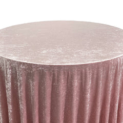 132 Inch Round Crushed Velvet Tablecloth Blush