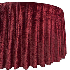 120 Inch Round Crushed Velvet Tablecloth Burgundy