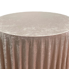 132 Inch Round Crushed Velvet Tablecloth Champagne