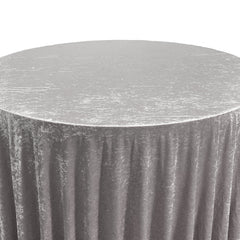 132 Inch Round Crushed Velvet Tablecloth Dark Silver