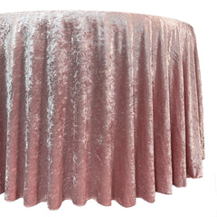 132 Inch Round Crushed Velvet Tablecloth Dusty Rose