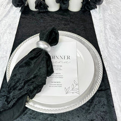 20 Inch Crushed Velvet Cloth Napkins Black (Pack of 10)