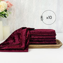 20 Inch Crushed Velvet Cloth Napkins Burgundy (Pack of 10)