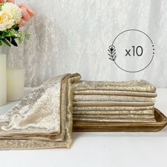 20 Inch Crushed Velvet Cloth Napkins Champagne (Pack of 10)
