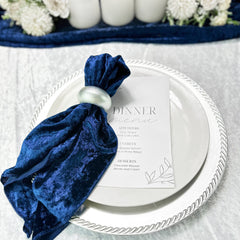 10 Pack 20 Inch Crushed Velvet Cloth Napkins Navy Blue