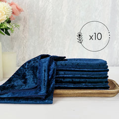 10 Pack 20 Inch Crushed Velvet Cloth Napkins Navy Blue