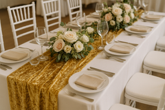14 x 108 Inch Crushed Velvet Table Runner Gold
