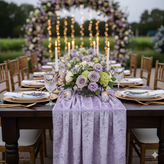 14 x 108 Inch Crushed Velvet Table Runner Lavender