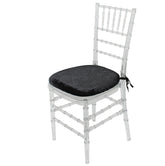 10 Pack Velvet Spandex Chiavari Pad Cover with Ties Black