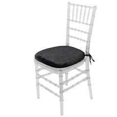 10 Pack Velvet Spandex Chiavari Pad Cover with Ties Black