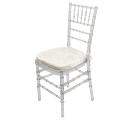 10 Pack Velvet Spandex Chiavari Pad Cover with Ties Ivory