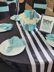 14 x 108 inch Satin Table Runner Black/White Striped