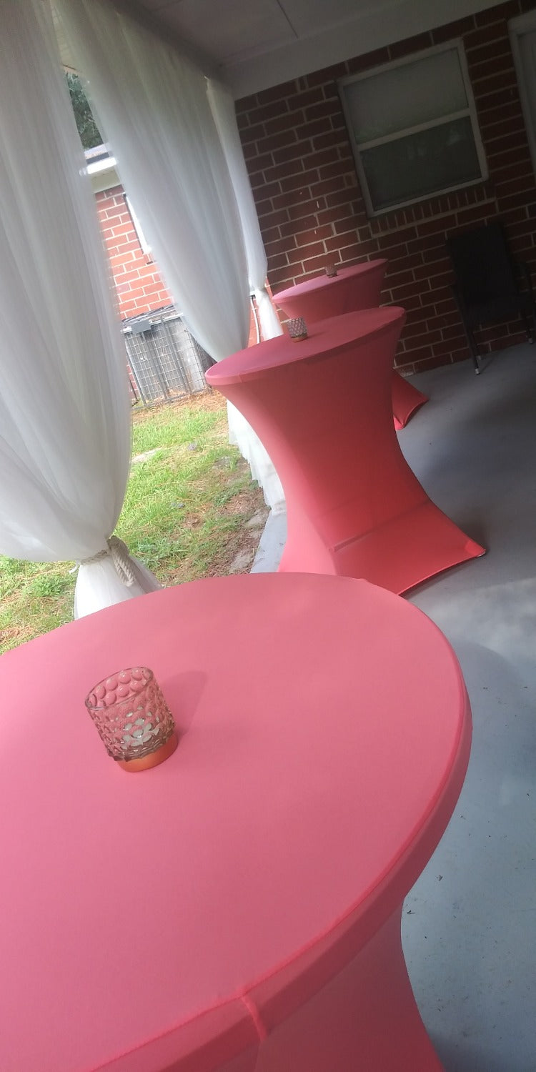 30 inch Highboy Cocktail Round Spandex Table Cover Coral