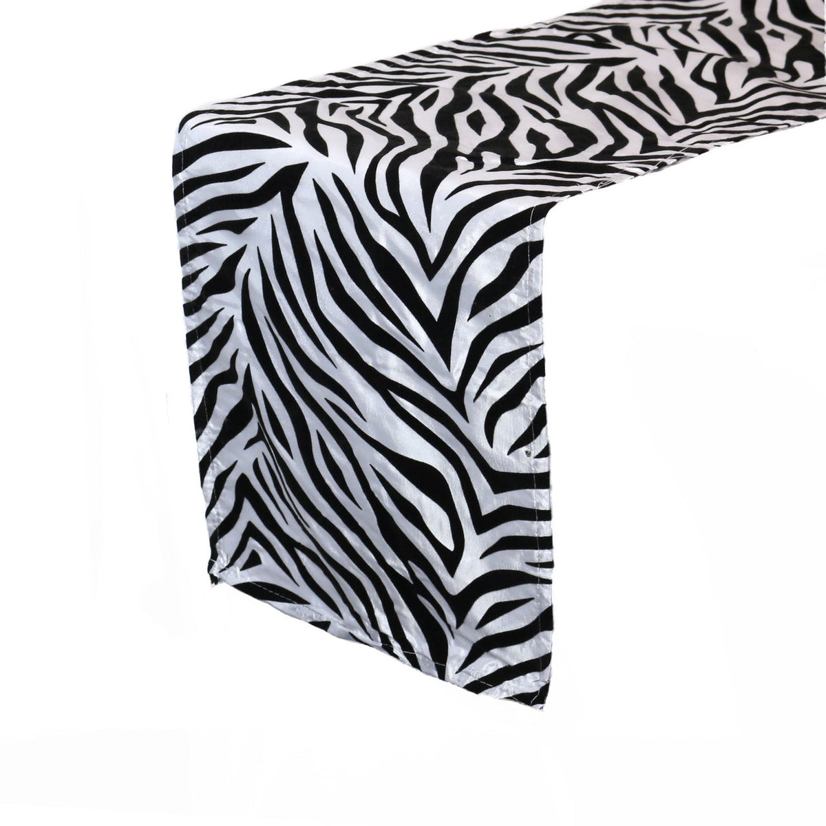 12 x 108 in Flocking Damask Table Runner Zebra