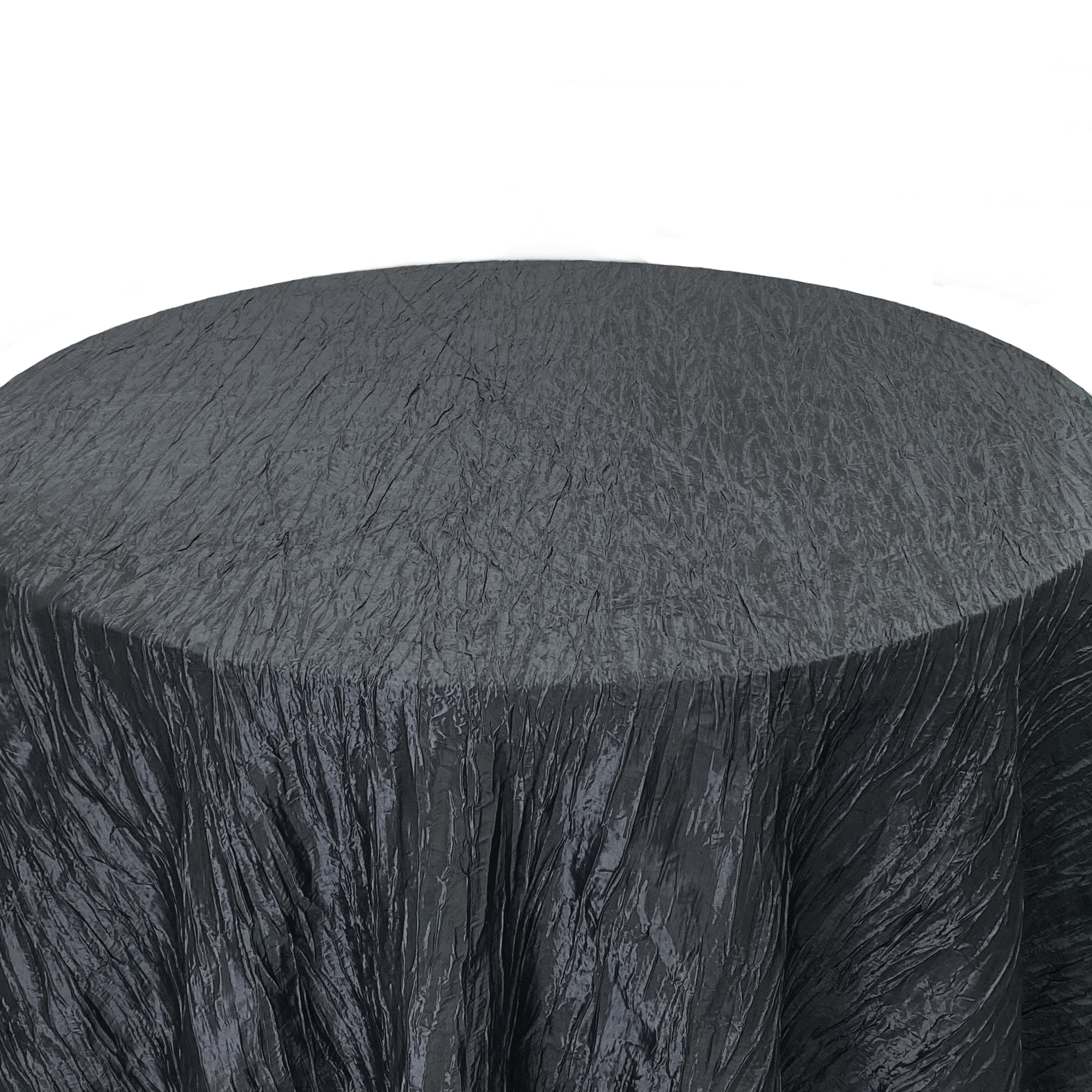132 inch Crinkle Taffeta Round Tablecloth Black