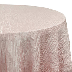 108 Inch Round Crinkle Taffeta Tablecloth Blush