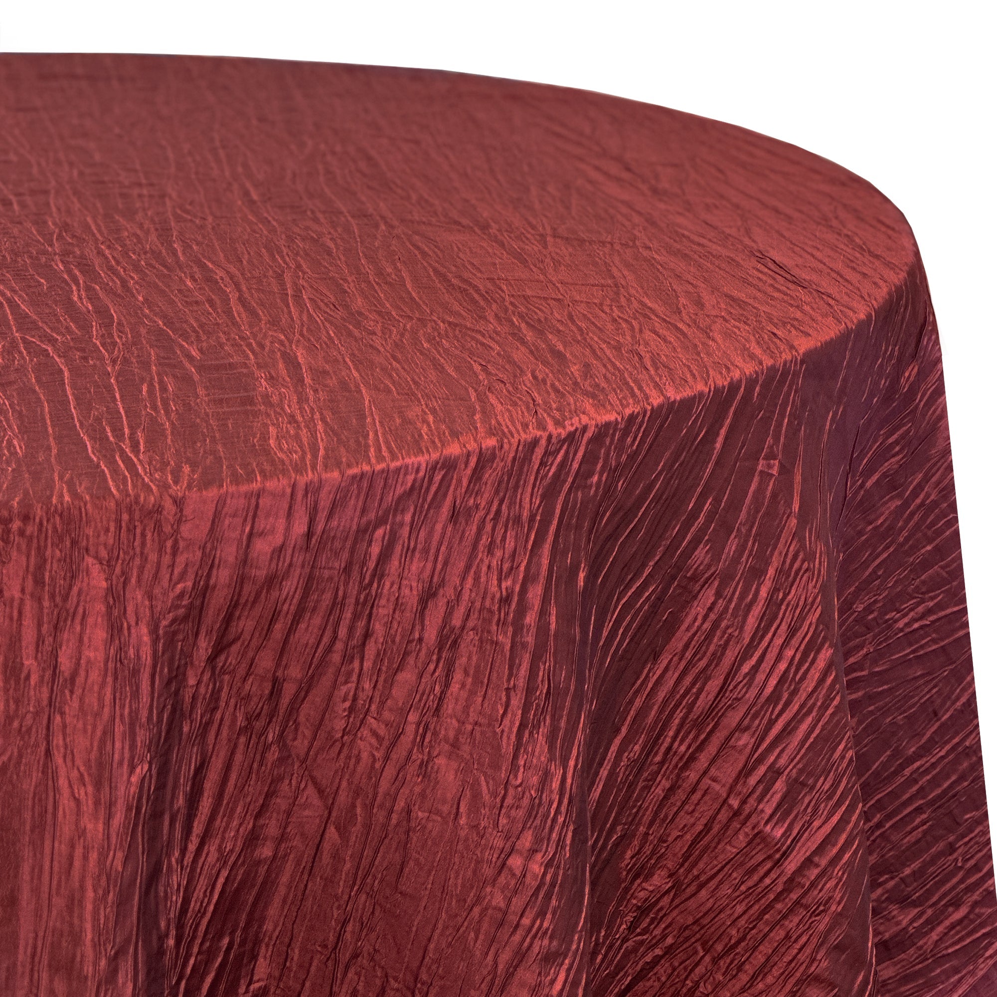 132 inch Crinkle Taffeta Round Tablecloth Burgundy