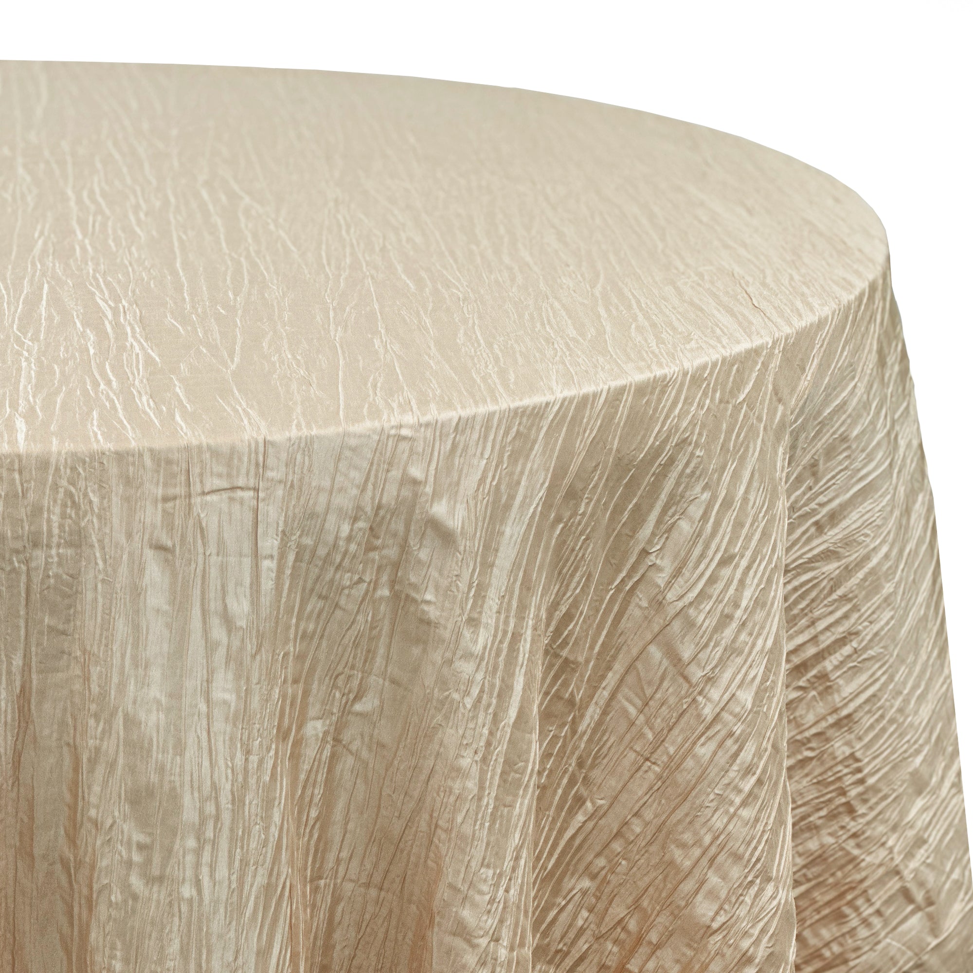 132 inch Crinkle Taffeta Round Tablecloth Champagne