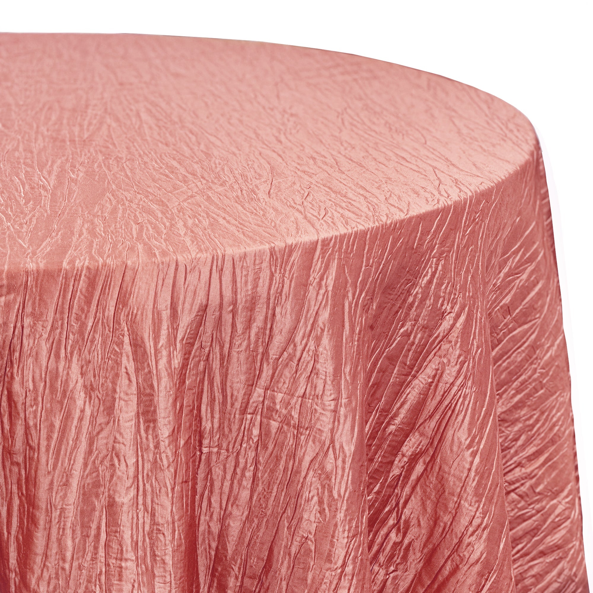132 inch Crinkle Taffeta Round Tablecloth Coral