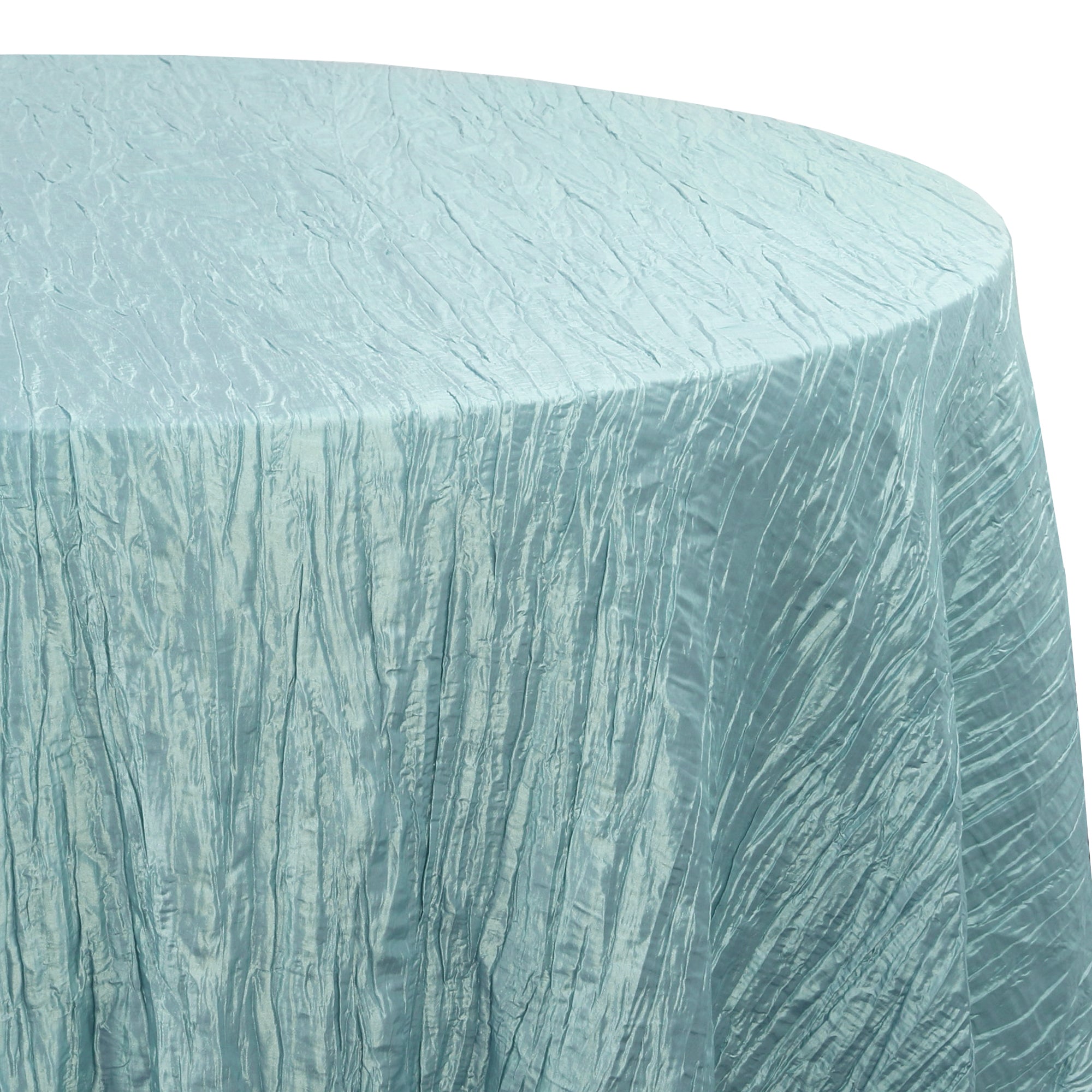 132 Inch Round Crinkle Taffeta Tablecloth Dusty Blue