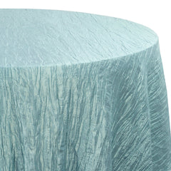 132 Inch Round Crinkle Taffeta Tablecloth Dusty Blue