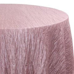 132 Inch Round Crinkle Taffeta Tablecloth Dusty Rose