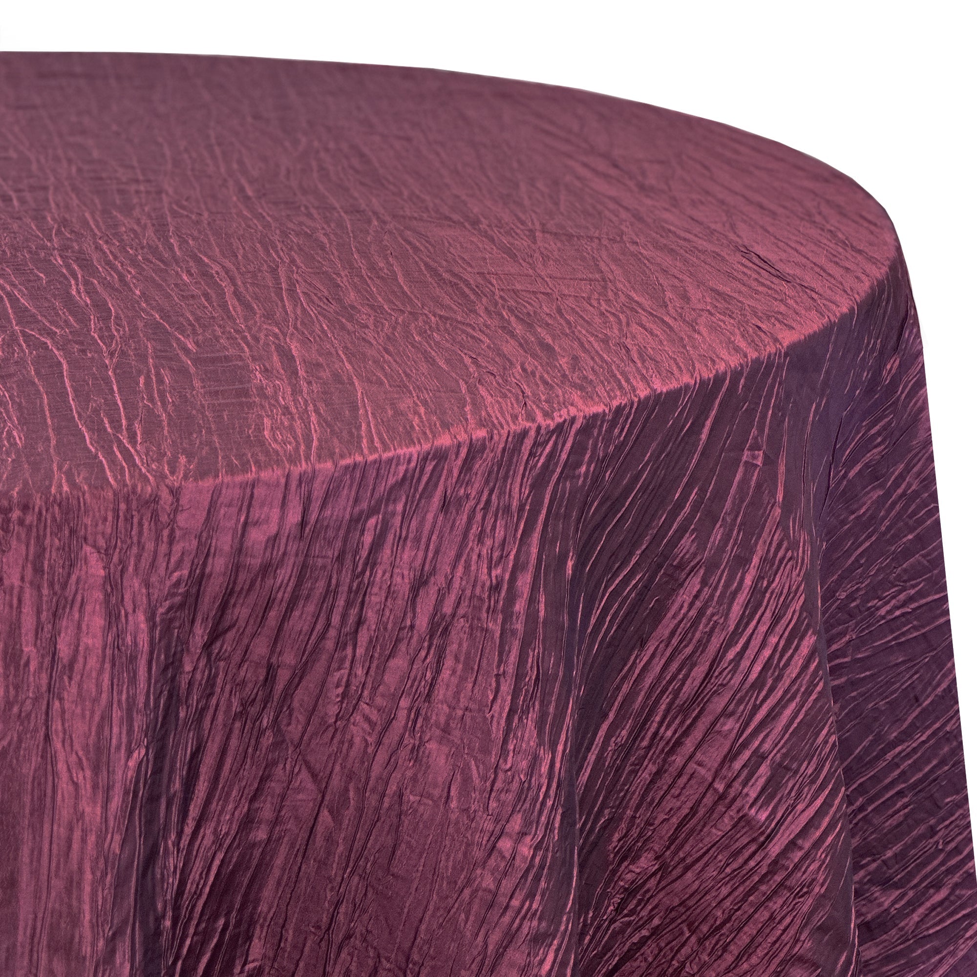 120 inch Crinkle Taffeta Round Tablecloth Eggplant
