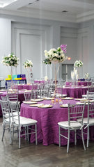 120 inch Crinkle Taffeta Round Tablecloth Purple