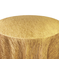 108 Inch Round Crinkle Taffeta Tablecloth Gold