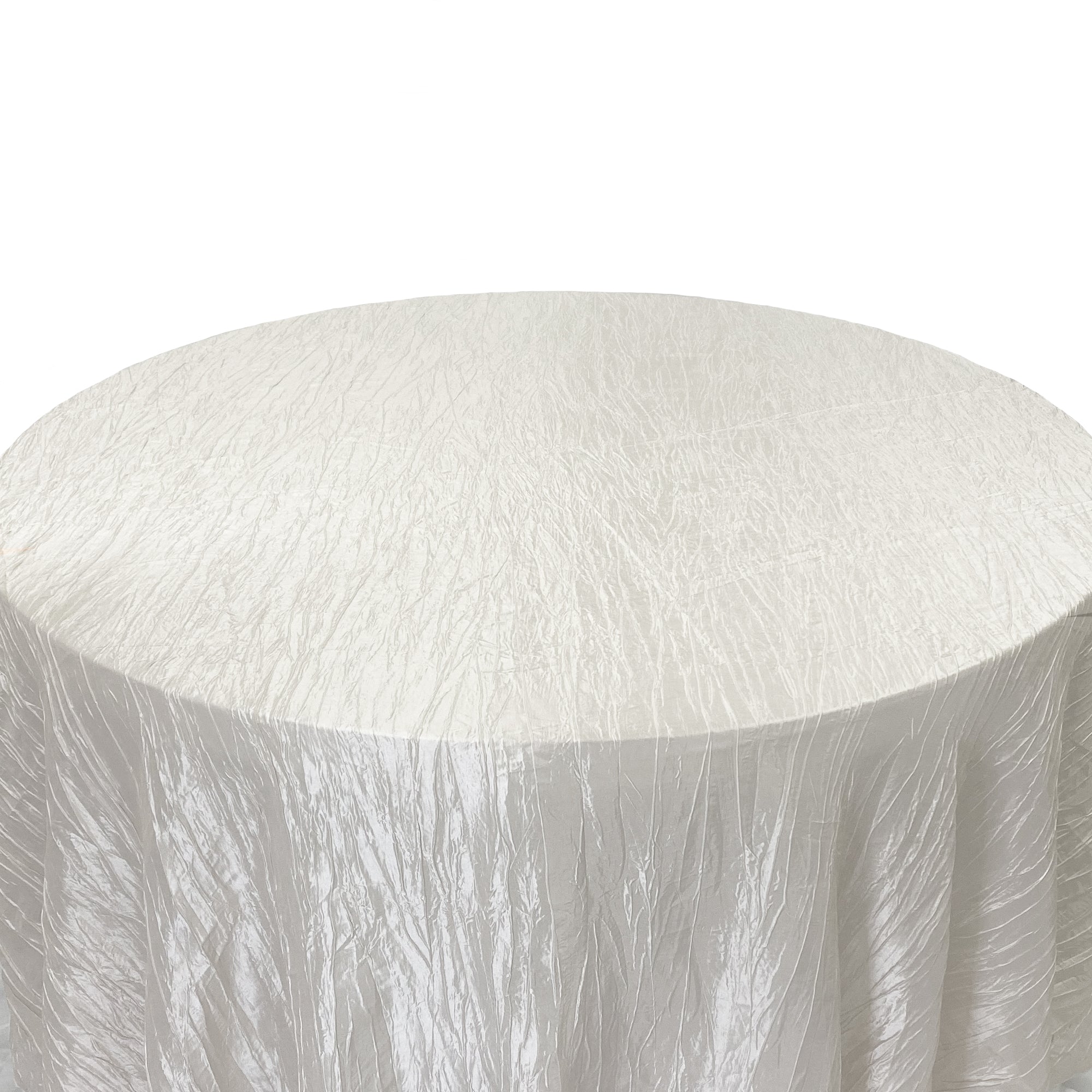 108 Inch Round Crinkle Taffeta Tablecloth Ivory