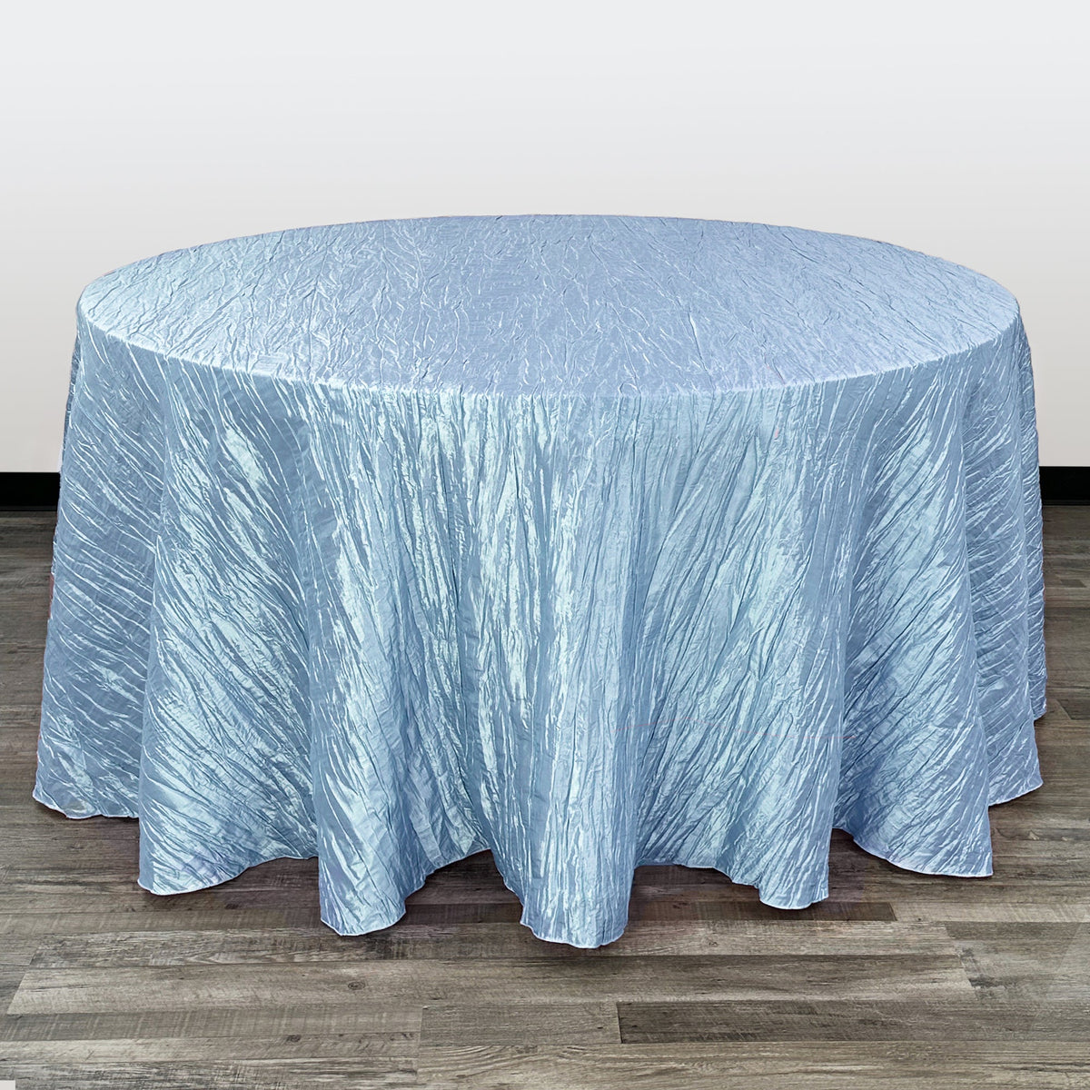 120 Inch Round Crinkle Taffeta Tablecloth Light Blue