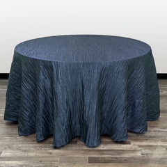 120 inch Crinkle Taffeta Round Tablecloth Navy Blue