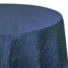 120 inch Crinkle Taffeta Round Tablecloth Navy Blue