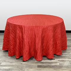 120 inch Crinkle Taffeta Round Tablecloth Red