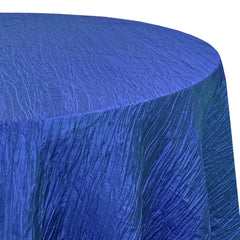 132 inch Crinkle Taffeta Round Tablecloth Royal Blue
