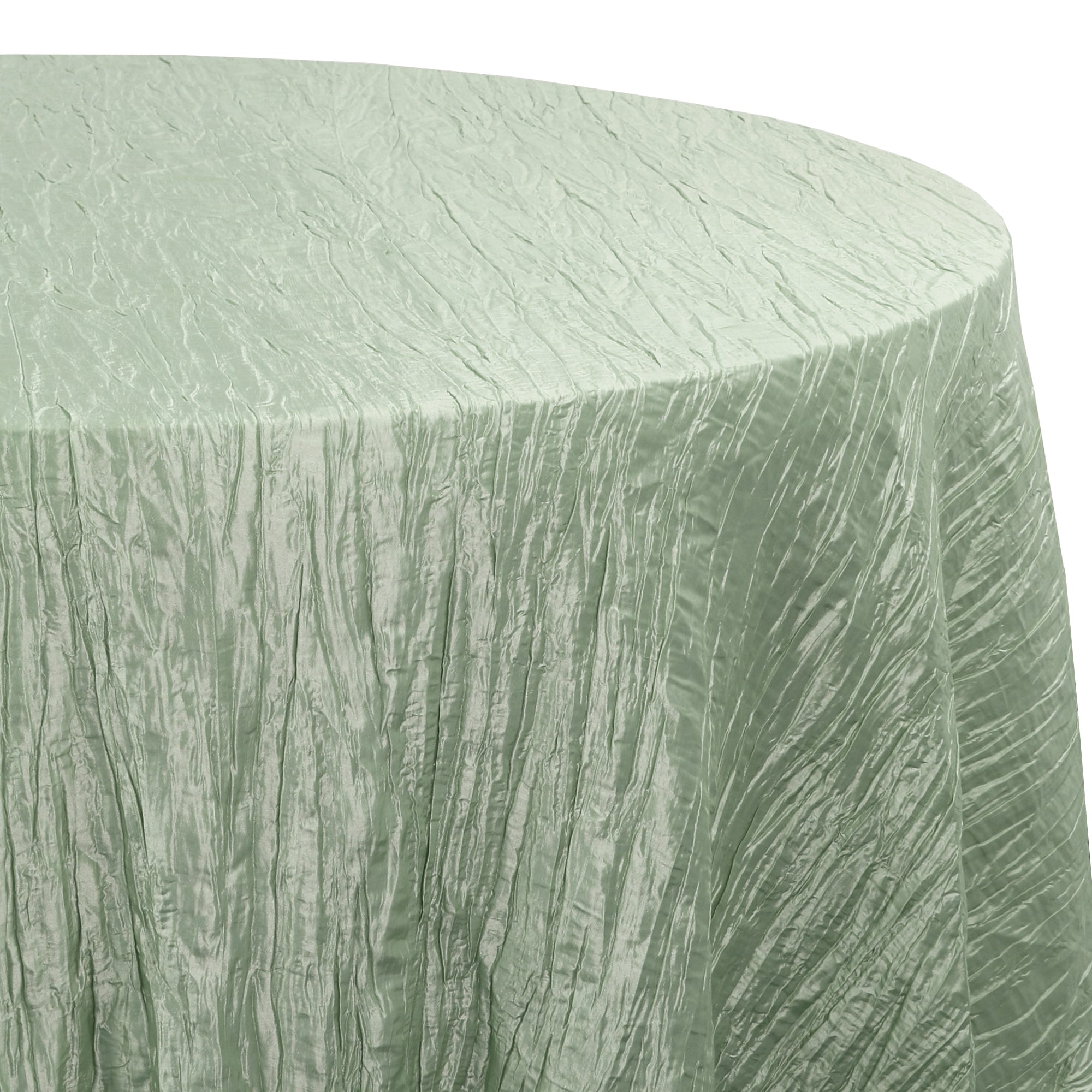 132 Inch Round Crinkle Taffeta Tablecloth Sage