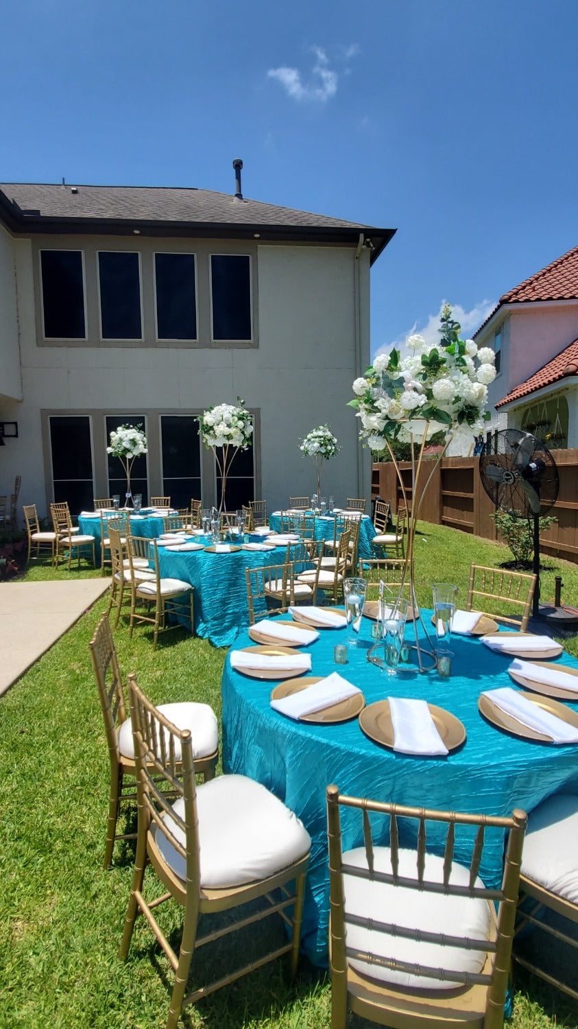 120 inch Crinkle Taffeta Round Tablecloth Teal